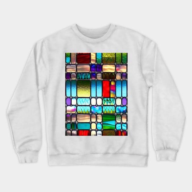 Colorful Patchwork, Stained Glass Pattern Crewneck Sweatshirt by Mary'sDesigns